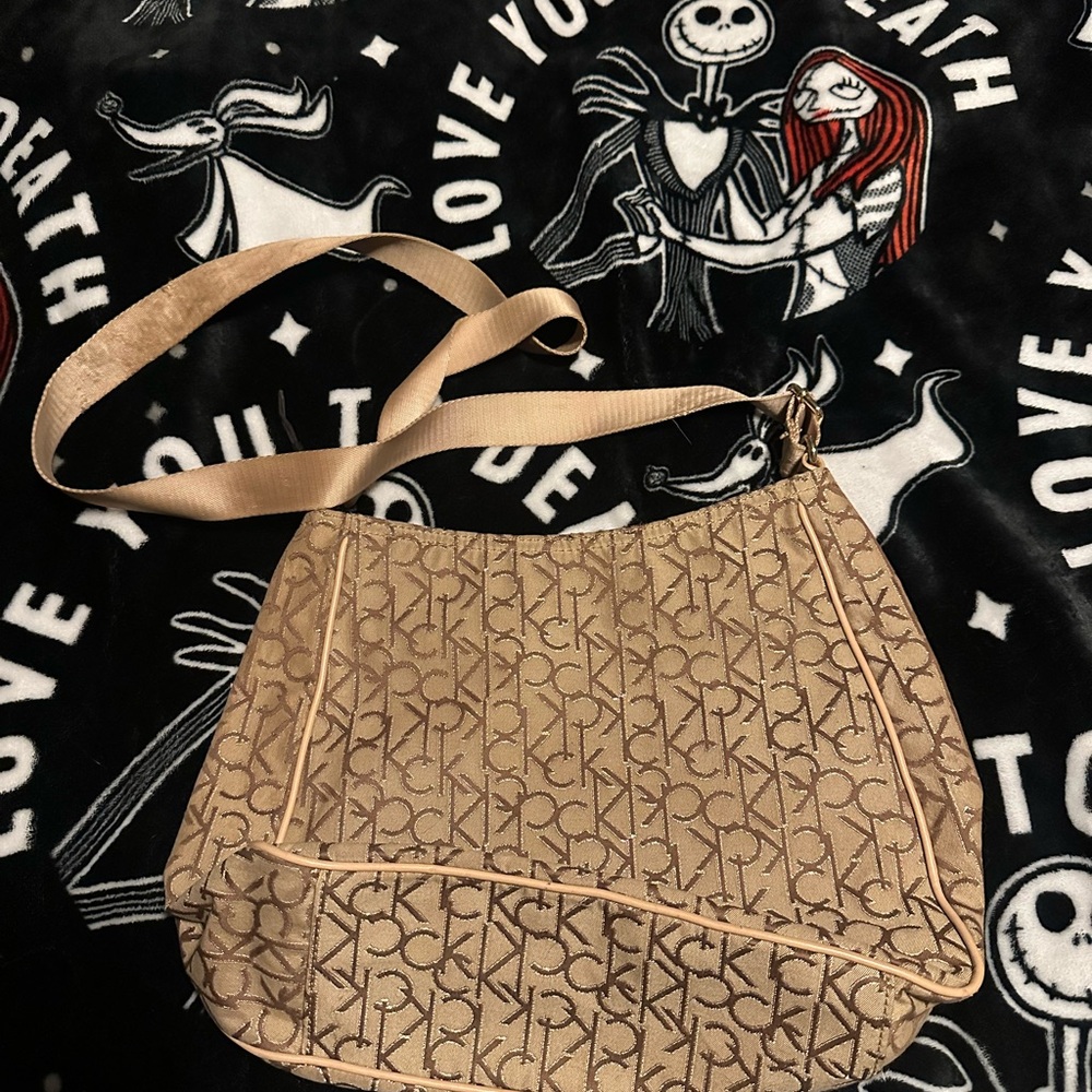 Calvin Klein Beige Monogram Shoulder Bag